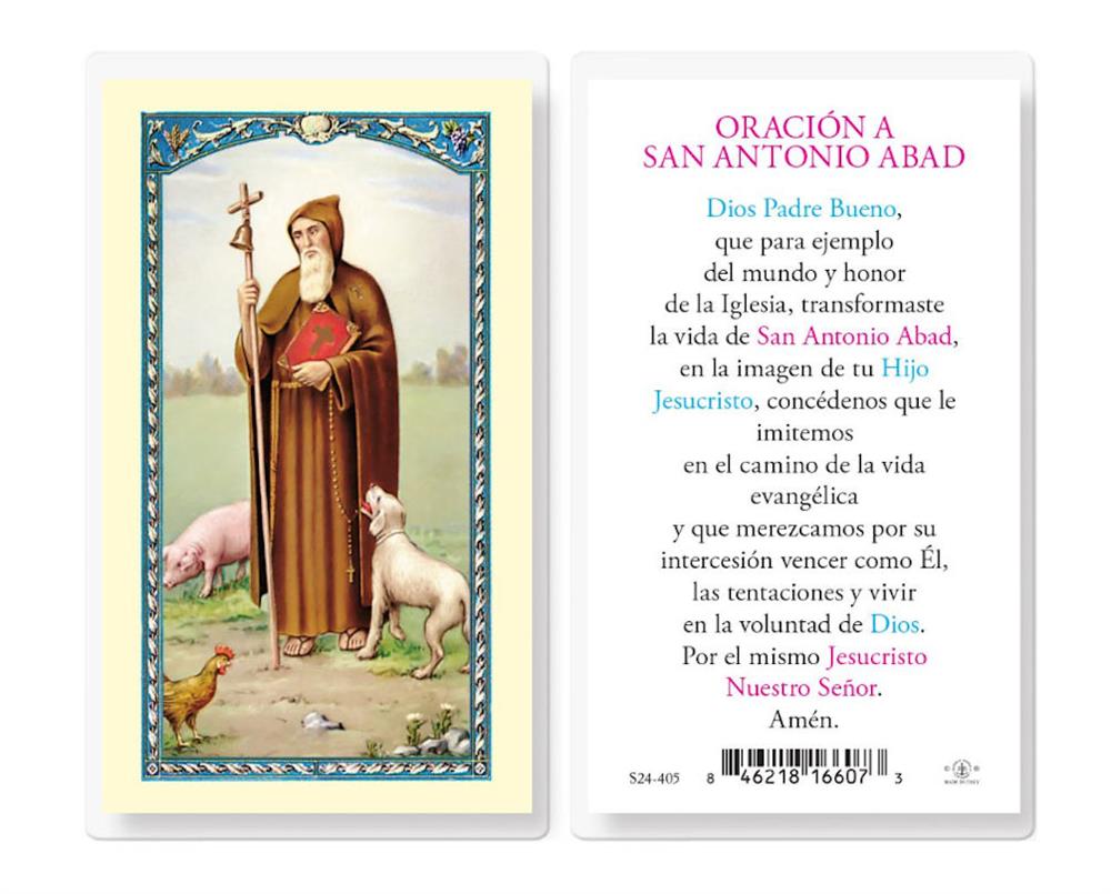 Oracion a San Antonio Abad, Estampas Sagradas Laminadas, Paquete de 25, #2804