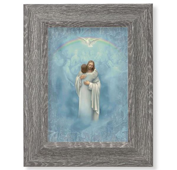 Welcome Home Print on Wood, 7-1/2"x9-1/2 Dark Gray Weathered Frame, Italian # 28040
