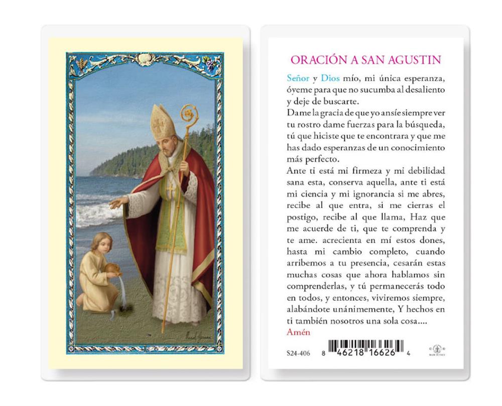 Oracion a San Agustin, Estampas Sagradas Laminadas, Paquete de 25, #2805