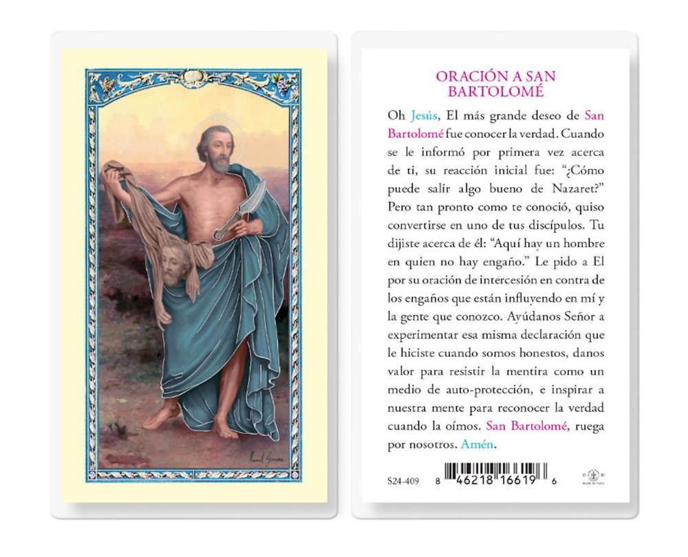 Oracion a San Bartolome, Estampas Sagradas Laminadas, Paquete de 25, #2806