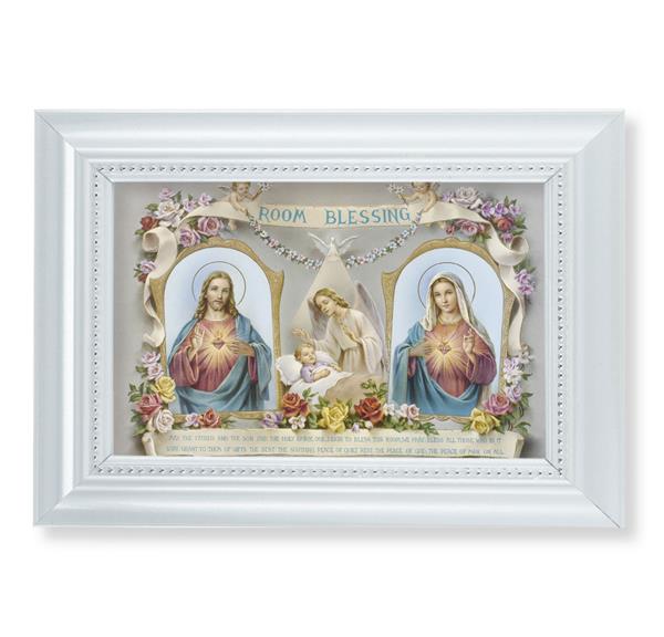 Room Blessing Picture, Pearlized White 5-1/2"x7 Frame, Beaded Lip, Under Glass # 28086