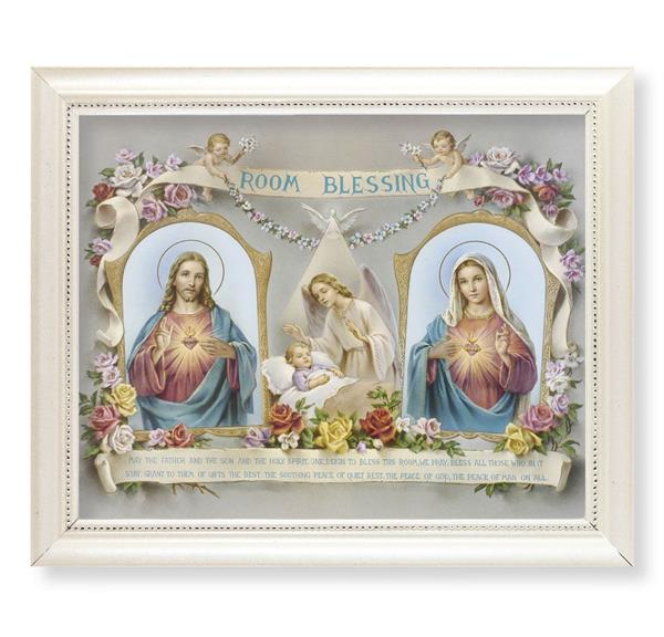 Baby Room Blessing Picture, Pearlized White 9-1/2"x11-1/2 Frame, Beaded Lip, Under Glass # 28102