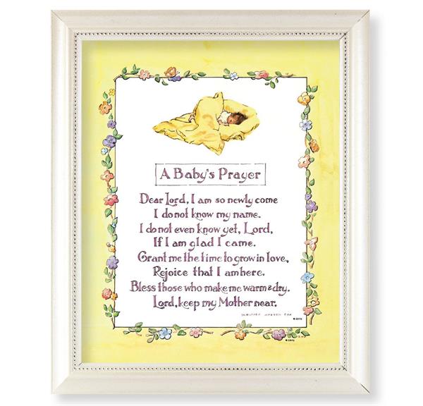 A Baby's Prayer Picture, Pearlized White 9-1/2"x11-1/2 Frame, Beaded Lip, Under Glass # 28104