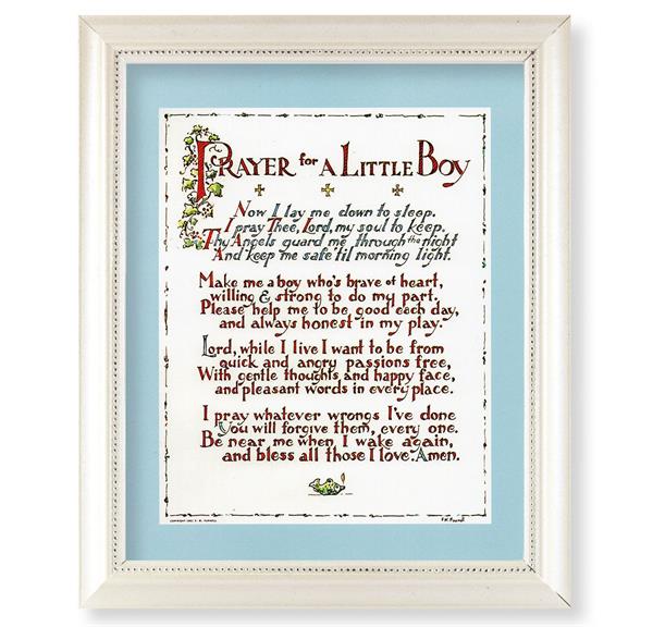 Prayer for a Baby Boy Picture, Pearlized White 9-1/2"x11-1/2 Frame, Beaded Lip, Under Glass # 28105