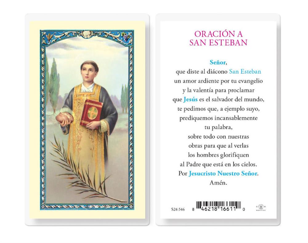 Oracion a San Esteban, Estampas Sagradas Laminadas, Paquete de 25, #2820