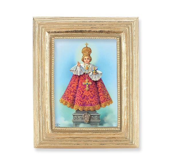 Infant of Prague Picture, Gold Finish 3-7/8"x4-3/4 Frame, Exclusive Gold Stamped Print Under Glass # 28320
