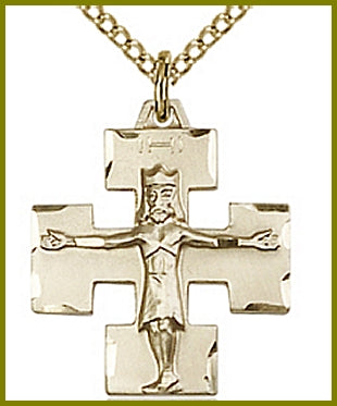3/4" Modern Crucifix in 14kt Gold Filled, Your Choice of Chain, # 2833