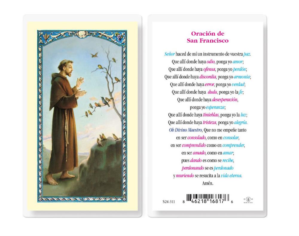 Oracion de San Francisco, Estampas Sagradas Laminadas, Paquete de 25, #2834