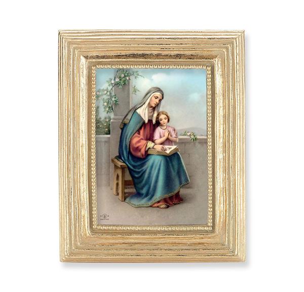 St. Anne Picture, Gold Finish 3-7/8"x4-3/4 Frame, Exclusive Gold Stamped Print Under Glass # 28350