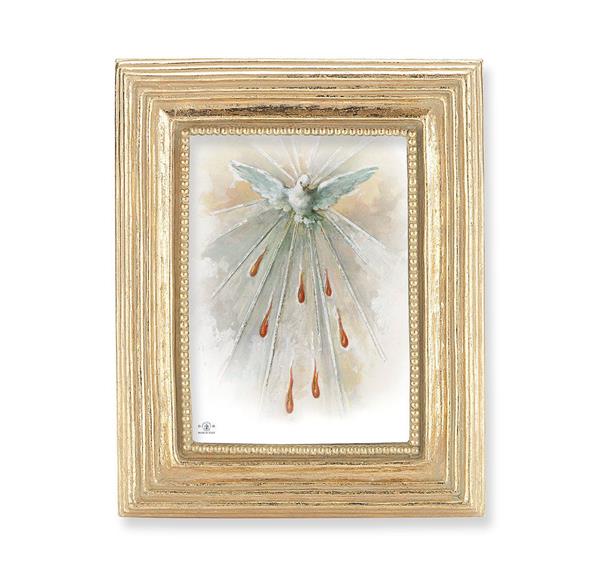 Holy Spirit Picture, Gold Finish 3-7/8"x4-3/4 Frame, Exclusive Gold Stamped Print Under Glass # 28354