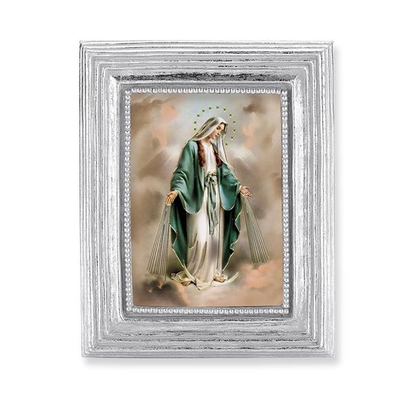 Our Lady of Grace Picture, Silver Finish 3-7/8"x4-3/4 Frame, Exclusive Gold Stamped Print Under Glass # 28365