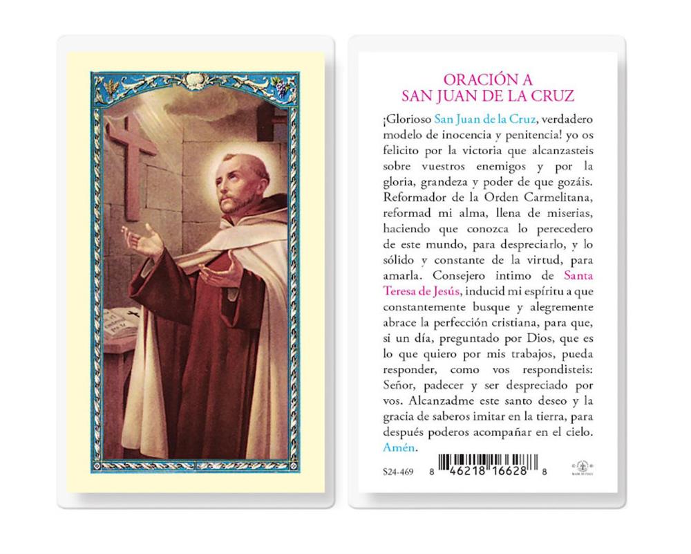 Oracion a San Juan De La Cruz, Estampas Sagradas Laminadas, Paquete de 25, #2837