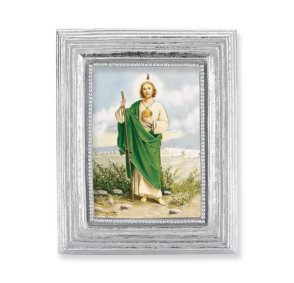 St. Jude Picture, Silver Finish 3-7/8"x4-3/4 Frame, Exclusive Gold Stamped Print Under Glass # 28379