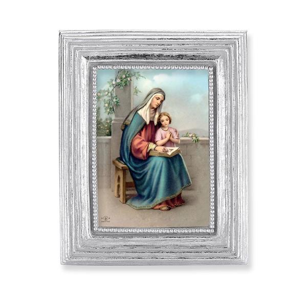 St. Anne Picture, Silver Finish 3-7/8"x4-3/4 Frame, Exclusive Gold Stamped Print Under Glass # 28390