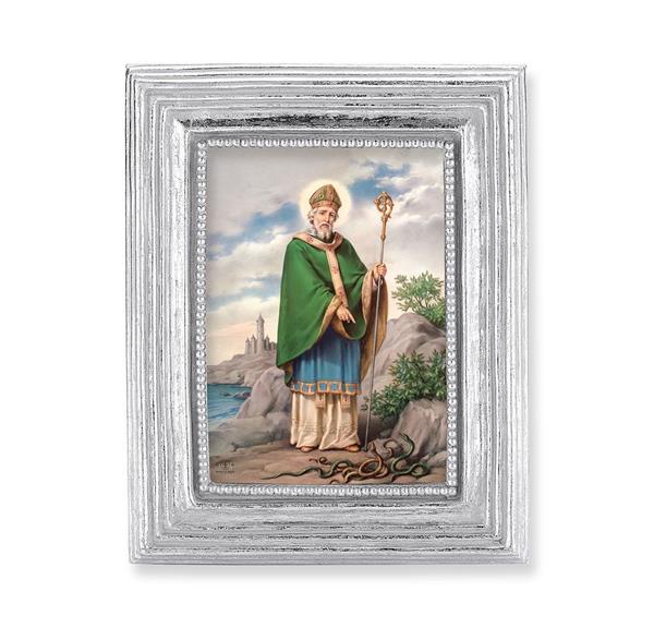 St. Patrick Picture, Silver Finish 3-7/8"x4-3/4 Frame, Exclusive Gold Stamped Print Under Glass # 28392