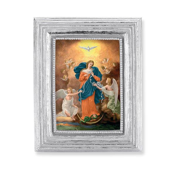 Our Lady Untier of Knots Picture, Silver Finish 3-7/8"x4-3/4 Frame, Exclusive Gold Stamped Print Under Glass # 28396