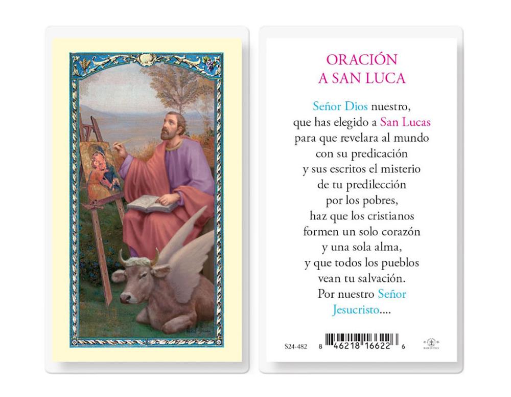 Oracion a San Lucas, Estampas Sagradas Laminadas, Paquete de 25, #2840