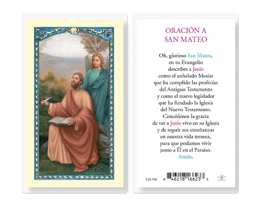 Oracion a San Mateo, Estampas Sagradas Laminadas, Paquete de 25, #2843