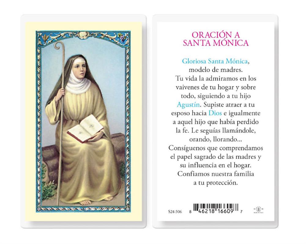 Oracion a Santa Monica, Estampas Sagradas Laminadas, Paquete de 25, #2844