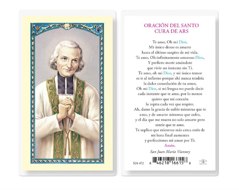 Oracion a Del Santo Cura De Ars, Estampas Sagradas Laminadas, Paquete de 25, #2848