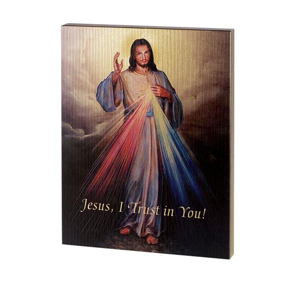 Divine Mercy Italian Color Artwork On 1" Thick Textured Woodboard, 7-1/2"x10" # 28485