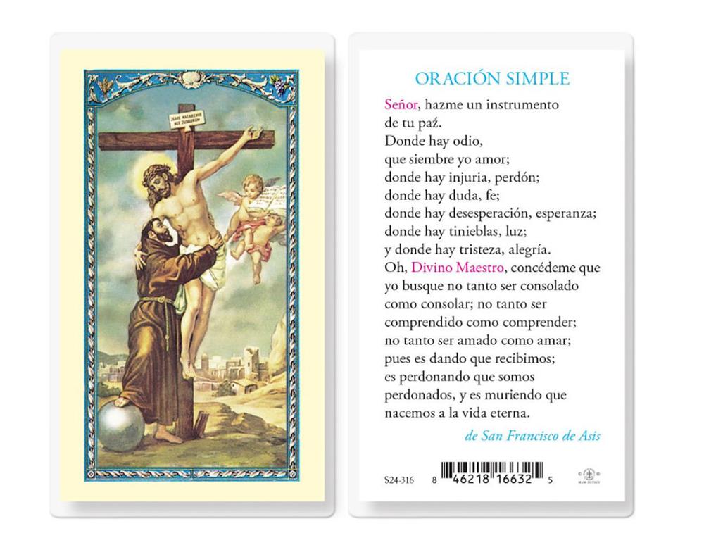 Oracion Simple, Estampas Sagradas Laminadas, Paquete de 25, #2852