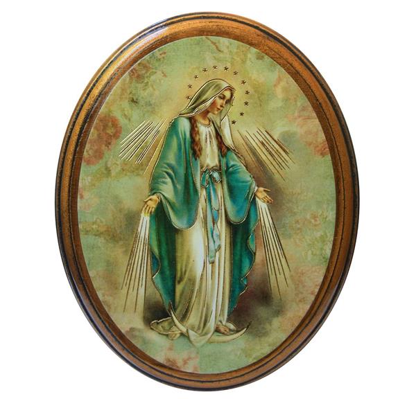 Our Lady of Grace in 4"x5" Oval Gold Embossed Wood Frame # 28520