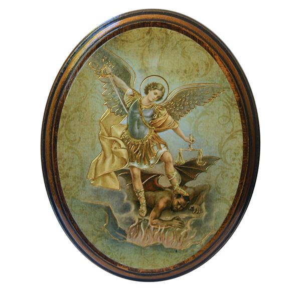 St. Michael in 4"x5" Oval Gold Embossed Wood Frame # 28522