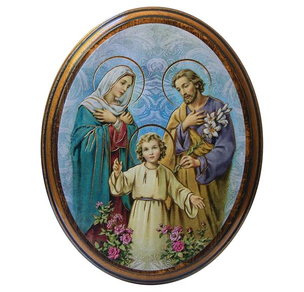 Holy Family in 4"x5" Oval Gold Embossed Wood Frame # 28524