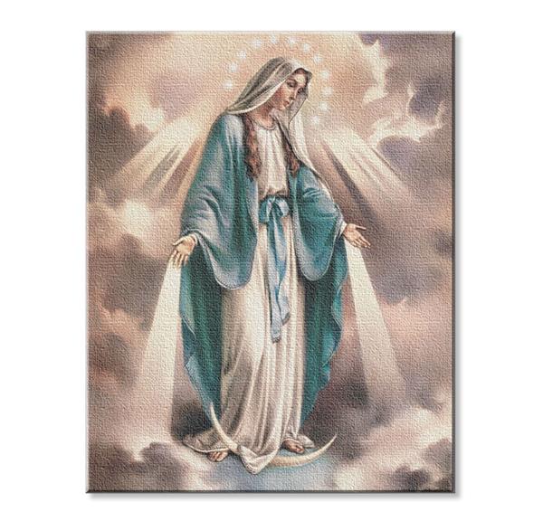 Our Lady of Grace Print on Stretched Canvas, Mounted on 8"x10" Frame, Made in Italy # 28538