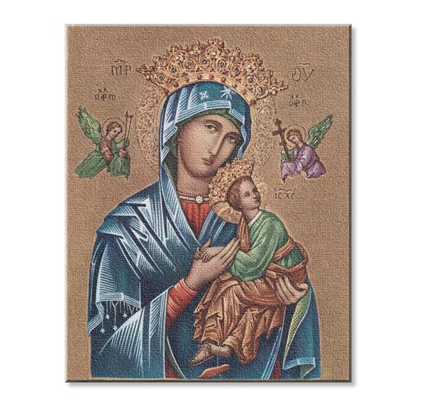 Our Lady of Perpetual Help Print on Stretched Canvas, Mounted on 8"x10" Frame, Made in Italy # 28541