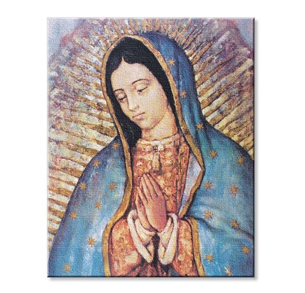 Our Lady of Guadalupe Print on Stretched Canvas, Mounted on 8"x10" Frame, Made in Italy # 28542