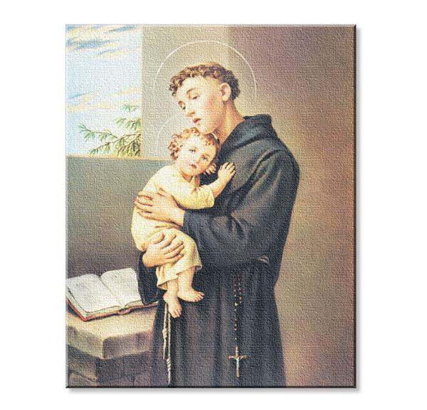 St. Anthony & Child Jesus Print on Stretched Canvas, Mounted on 8"x10" Frame, Made in Italy # 28546