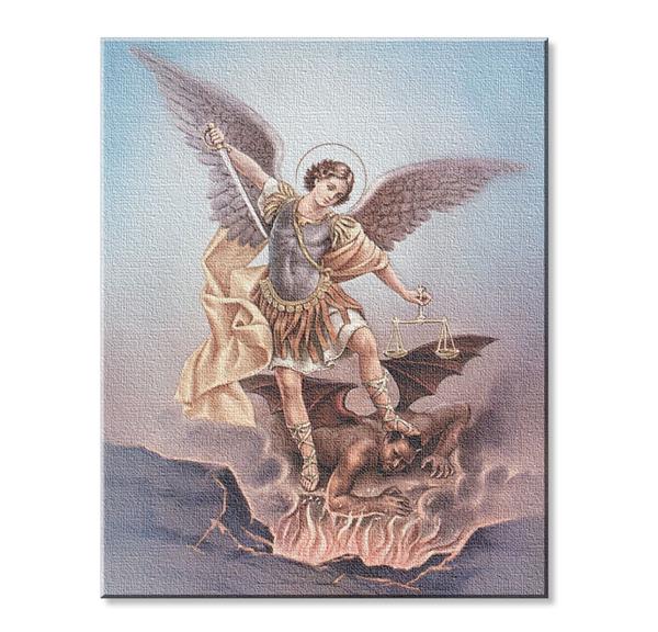 St. Michael The Archangel Print on Stretched Canvas, Mounted on 8"x10" Frame, Made in Italy # 28547