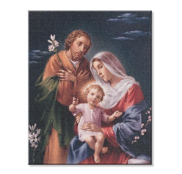 Holy Family Print on Stretched Canvas, Mounted on 8"x10" Frame, Made in Italy # 28549