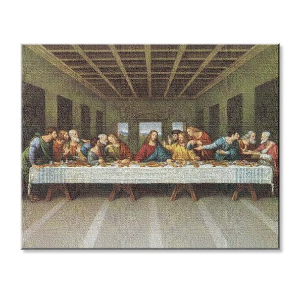 Davinci: Last Supper Print on Stretched Canvas, Mounted on 8"x10" Frame, Made in Italy # 28550