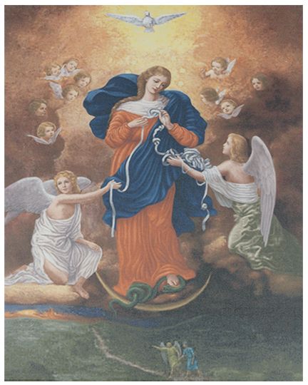 Our Lady Untier of Knots Print on Stretched Canvas, Mounted on 8"x10" Frame, Made in Italy # 28552