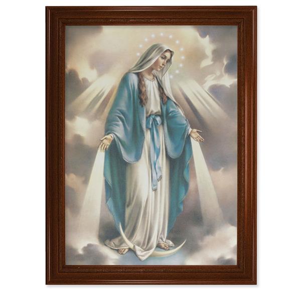 Our Lady of Grace Italian Print on Canvas, 24"x31" Walnut Finished Frame with Rope Detailing # 28559