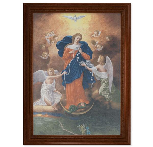 Our Lady Untier of Knots Italian Print on Canvas, 24"x31" Walnut Finished Frame with Rope Detailing # 28562