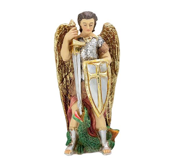 St. Michael The Defender 4" Cold Cast Resin Hand Painted Patron Saint Statue # 28566
