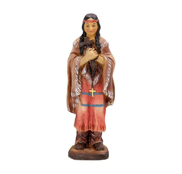 St. Kateri Tekakwitha 4" Cold Cast Resin Hand Painted Patron Saint Statue # 28573