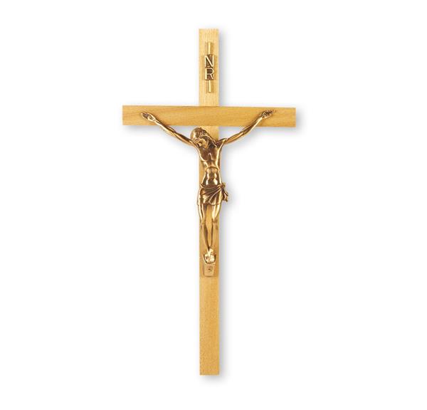 13" Oak Crucifix with Museum Gold Plated Figure # 28704
