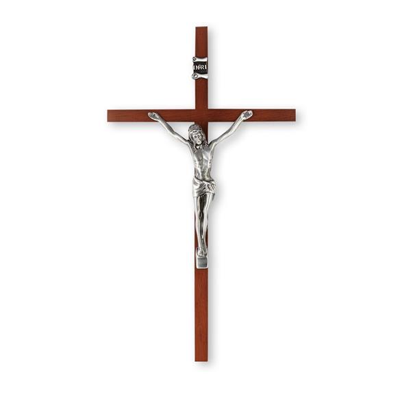 10" Wood Crucifix with Silver Corpus Gift Boxed # 28731