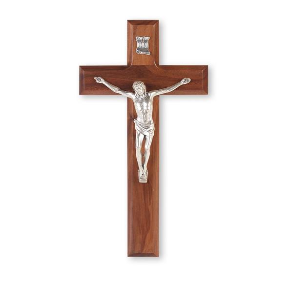 10" Walnut Cross with Antique Silver Corpus # 28743