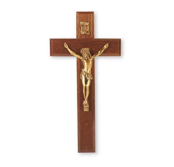 10" Walnut Crucifix W/Museum Gold Corpus # 28791