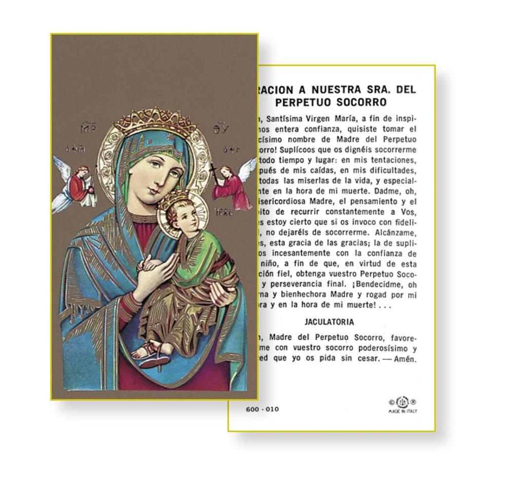 N.S. DEL PERPETUO SOCORRO Spanish Paper Holy Cards, 100-Count Value Pack, # 2880