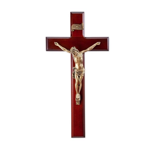 11" Dark Cherry Cross with Museum Gold Corpus # 28806
