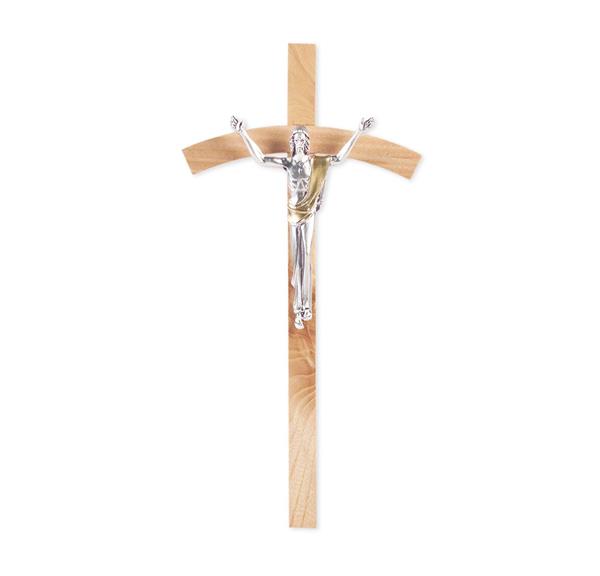 8 Inch Oak Cross with Antique Silver Risen Christ # 28819