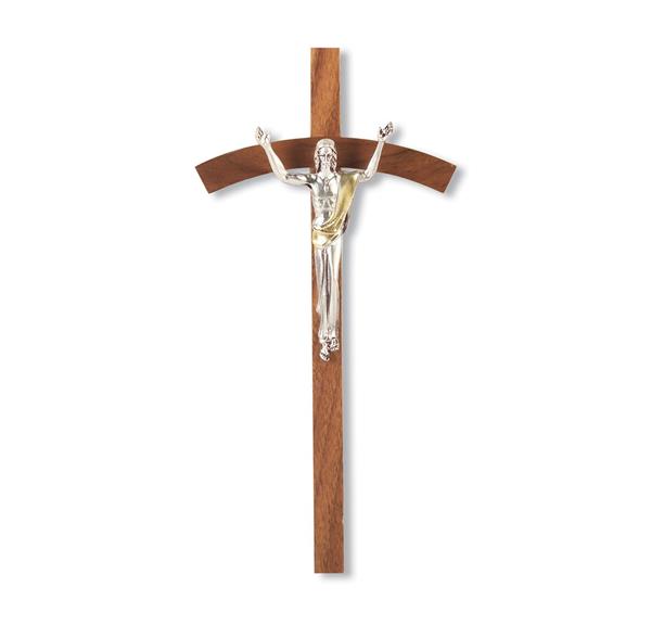 8" Walnut Cross with Silver Risen Christ # 28821