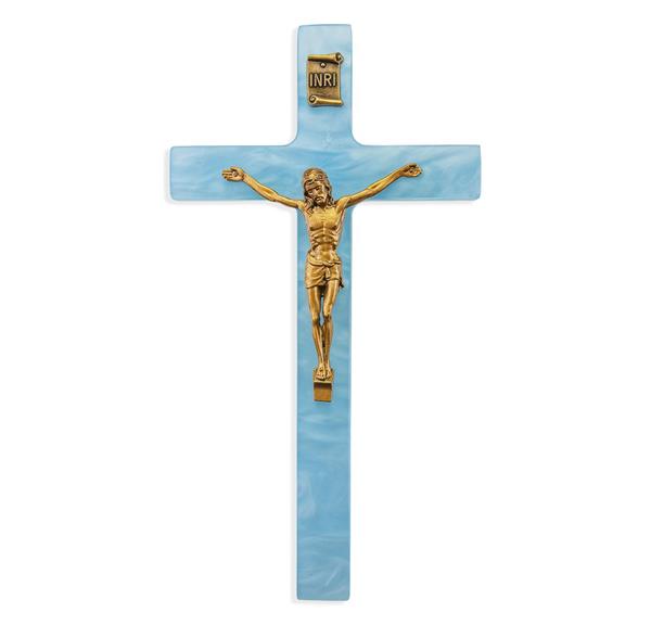 7" Pearlized Blue Cross w/Gold Corpus # 28835